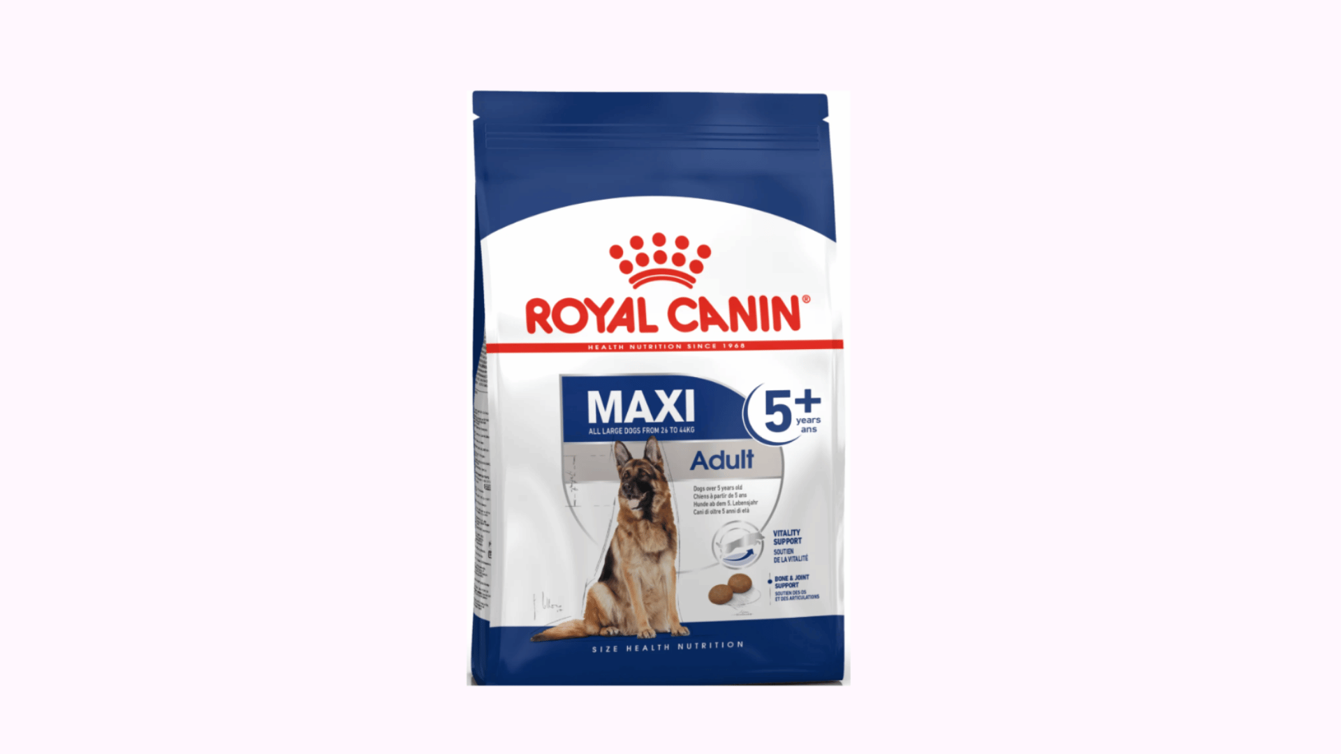 Royal Canin Maxi Adult 5+ dry dog food bag for large breed dogs with joint support formula