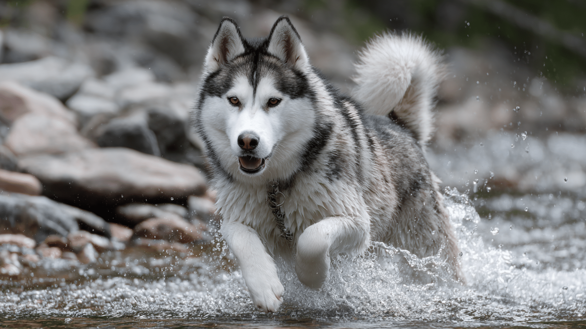alaskan malamute beside siberian husky on snowy trail showing strong build and bright blue eyes