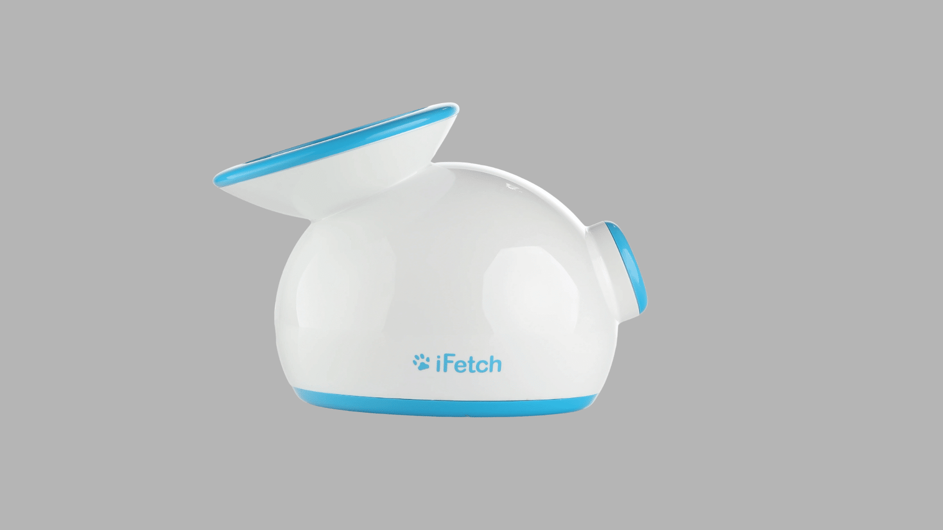 ifetch automatic ball launcher toy with white and blue design for interactive dog fetch play indoors outdoors