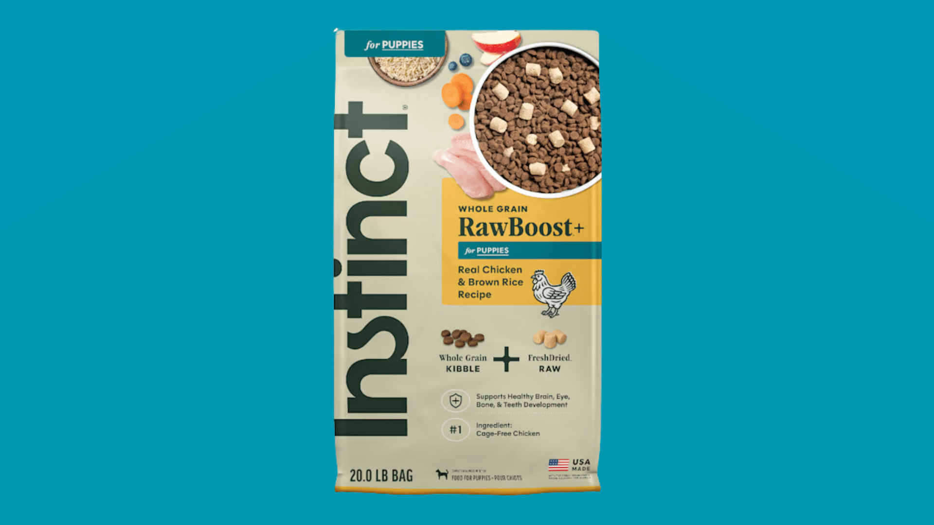 instinct raw boost puppy food combining kibble and raw pieces for protein rich puppy nutrition