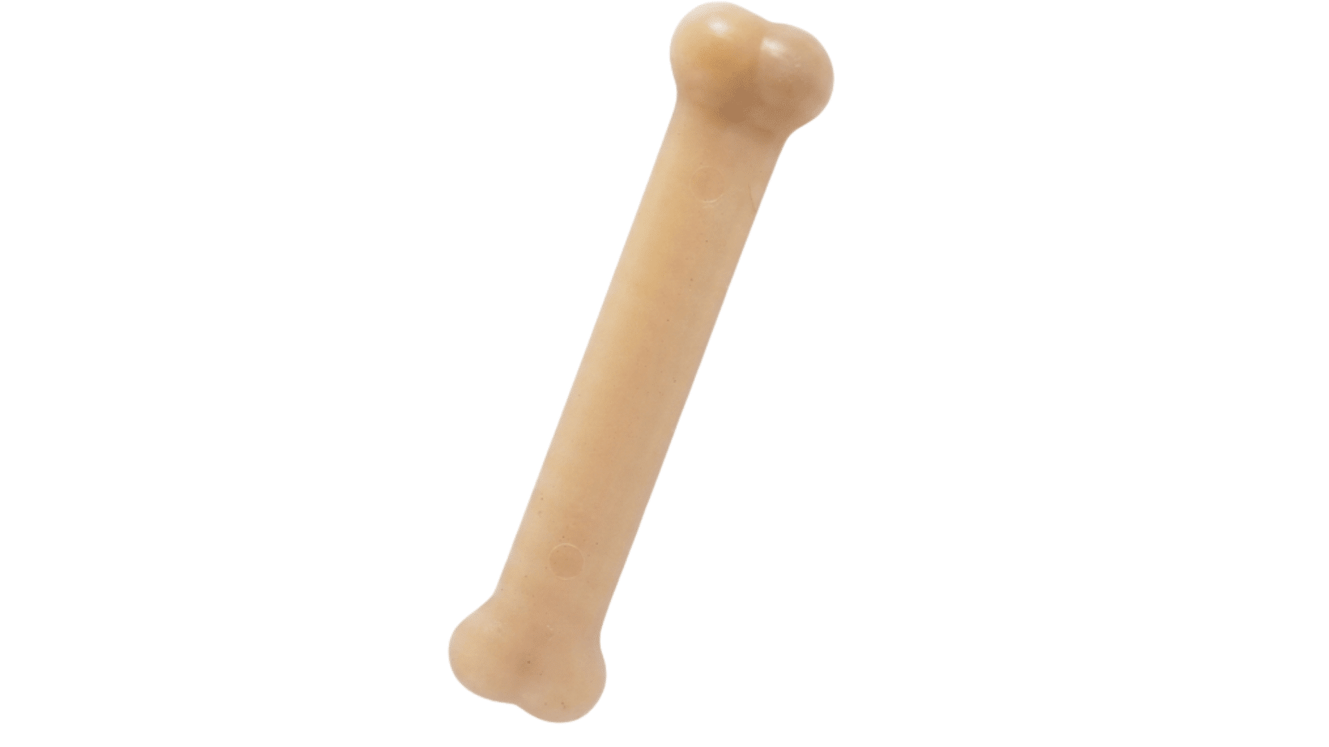long beige nylon dog chew bone toy designed for aggressive chewers with durable smooth surface on plain background