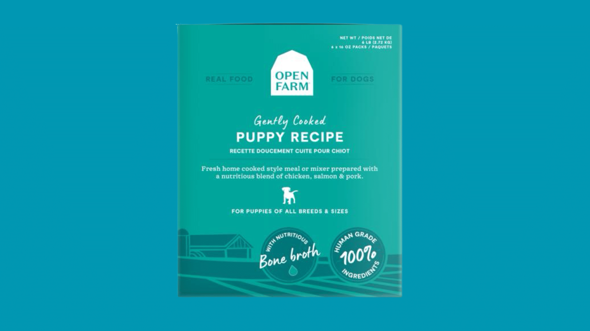 open farm puppy recipe made with responsibly sourced ingredients to support healthy growth and development