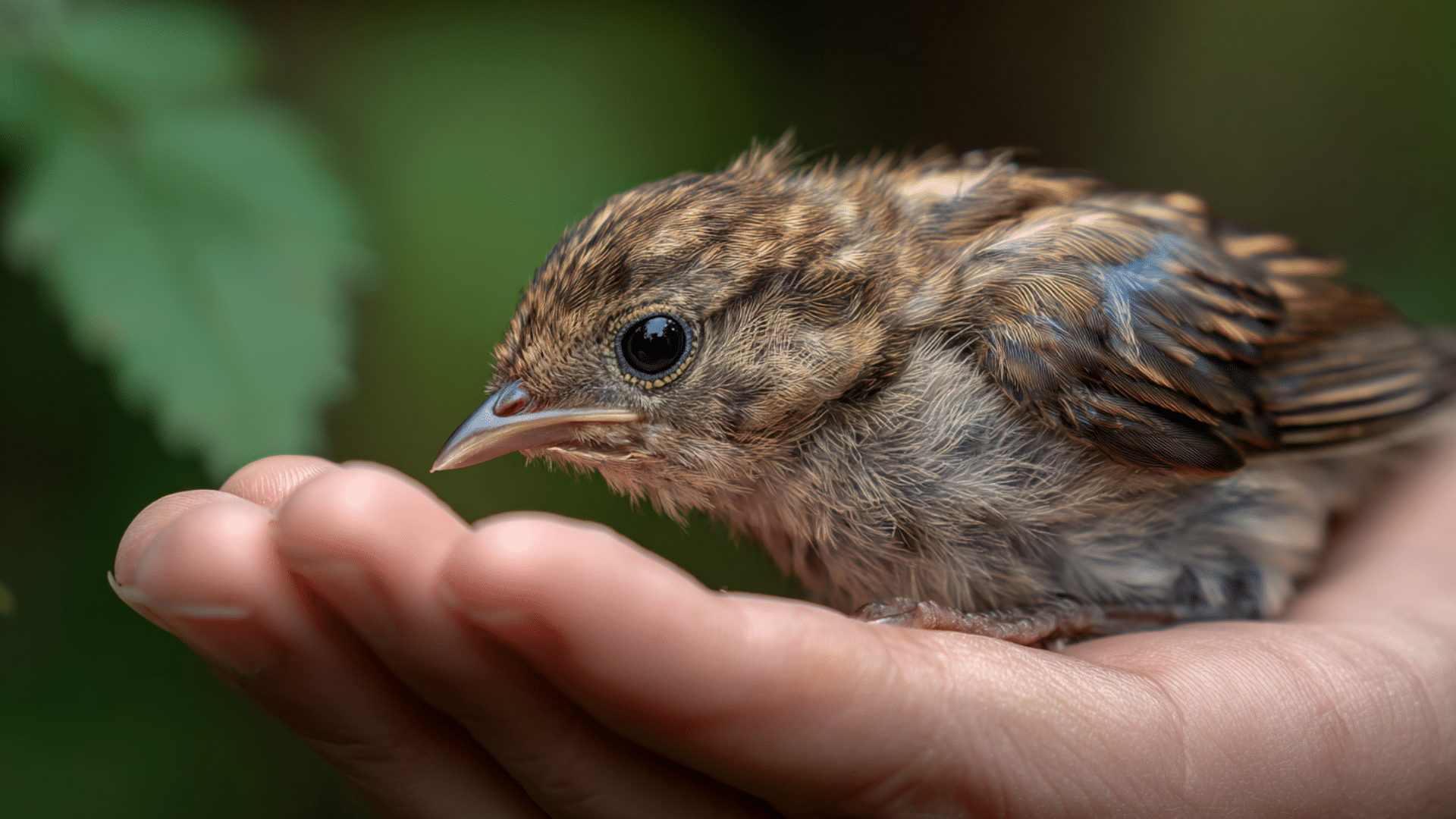 person feeding small baby bird with dropper while resting safely in soft nest with warm blanket