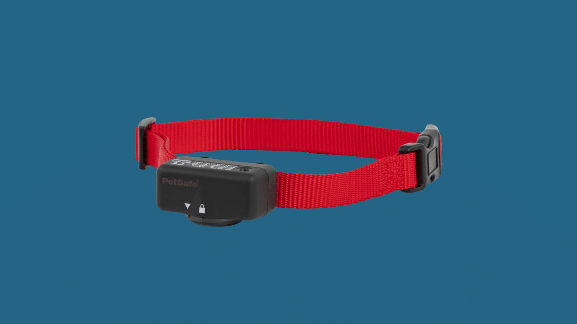 petsafe training collar with red adjustable strap and compact receiver designed