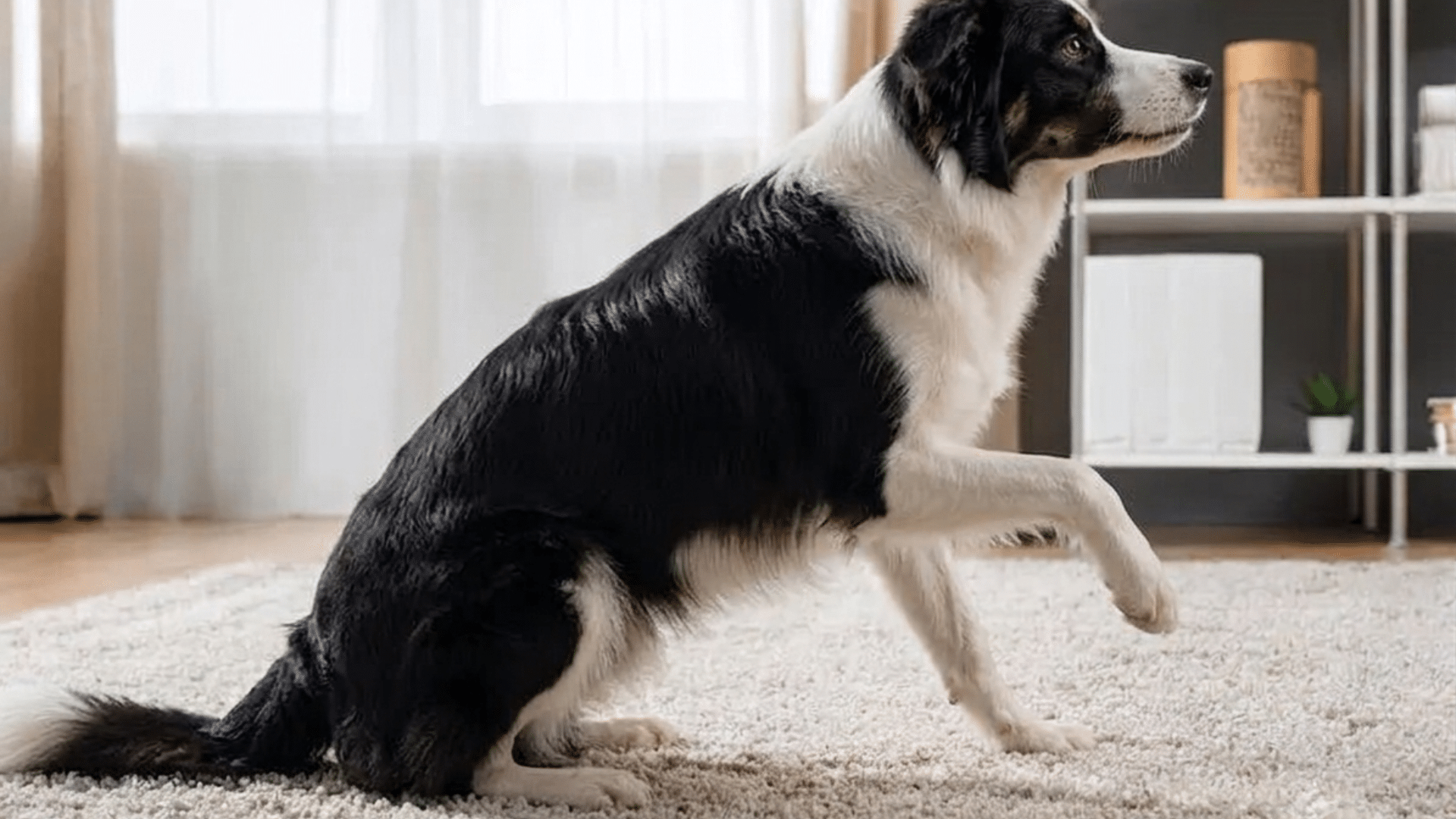 dog dragging its butt across the floor with its back legs while scooting due to irritation or discomfort