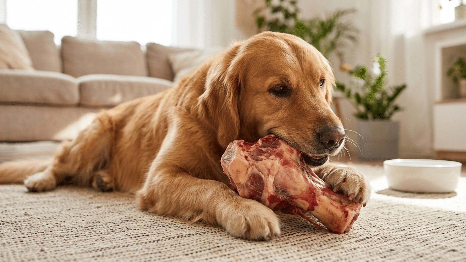 raw beef marrow bone suitable for medium and large dogs as a supervised recreational chew