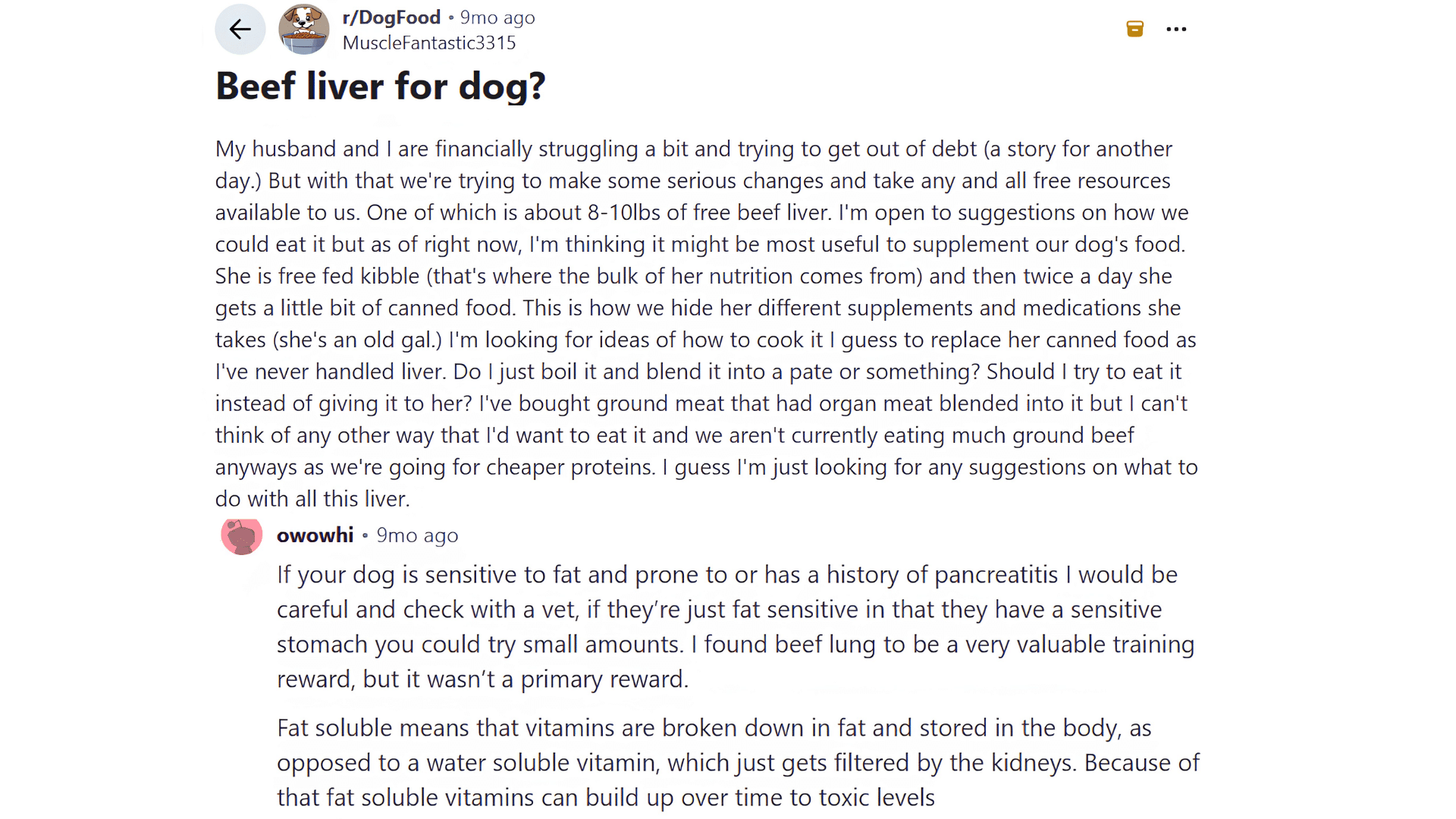 reddit comment about fat sensitive dogs in image