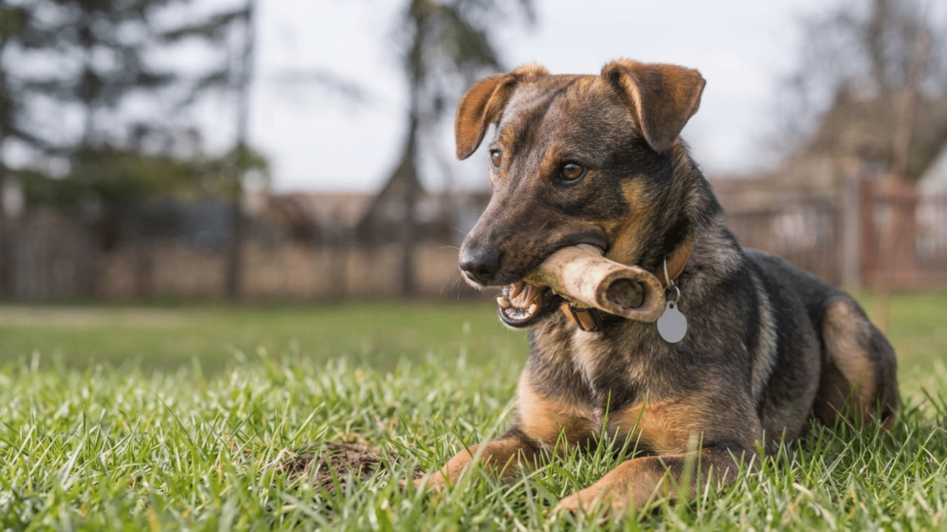 veterinarian approved raw recreational bones arranged with a dog to illustrate safer chewing options