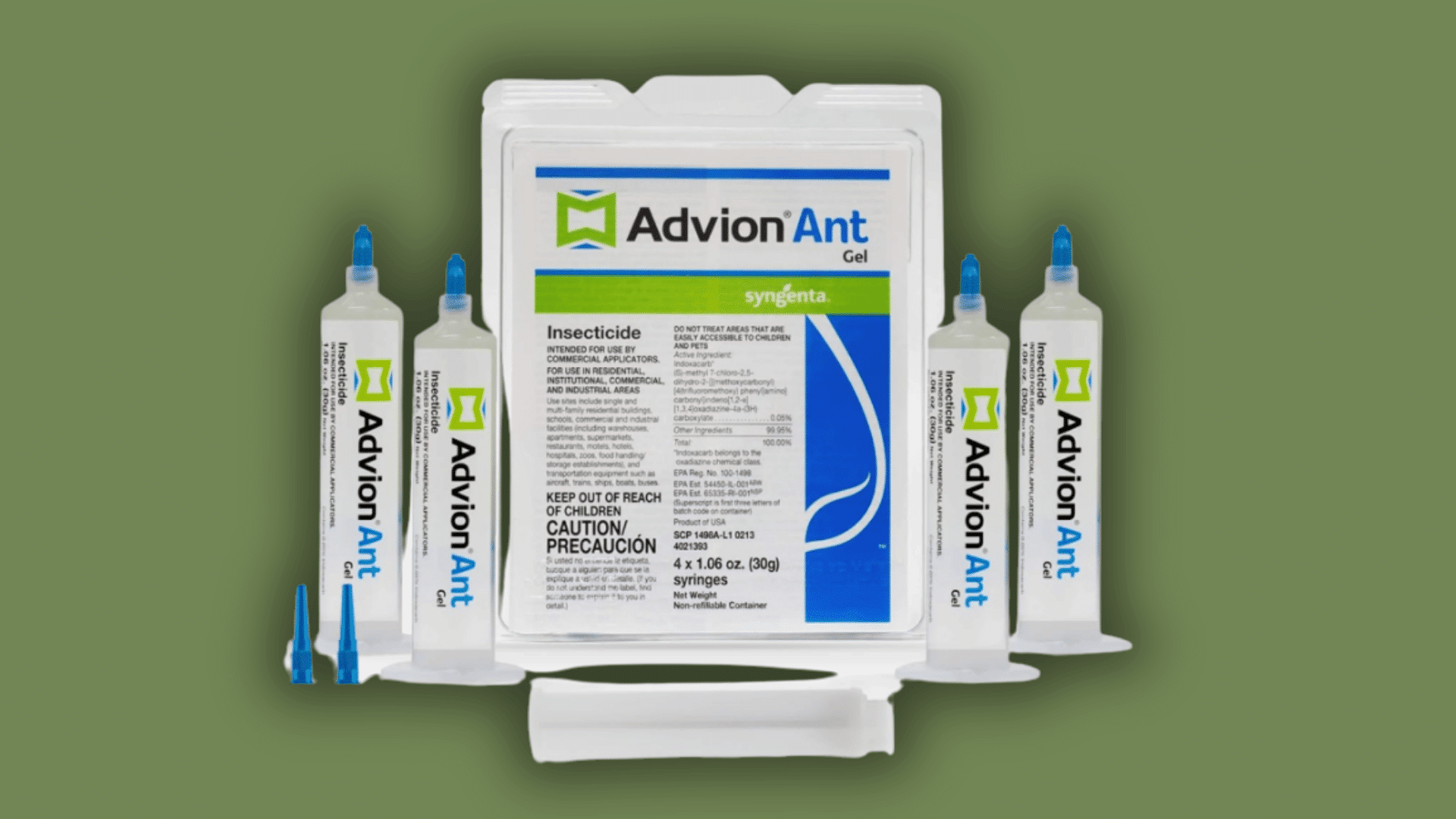 an Advion Ant Gel package with four applicator syringes